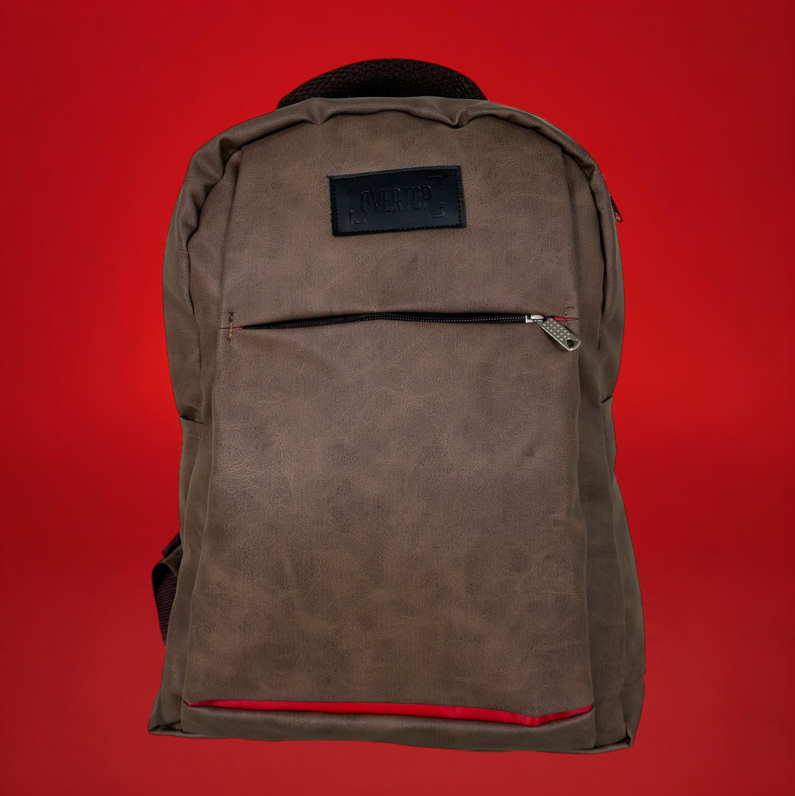 Grey Brown Sleek Leather Backpack