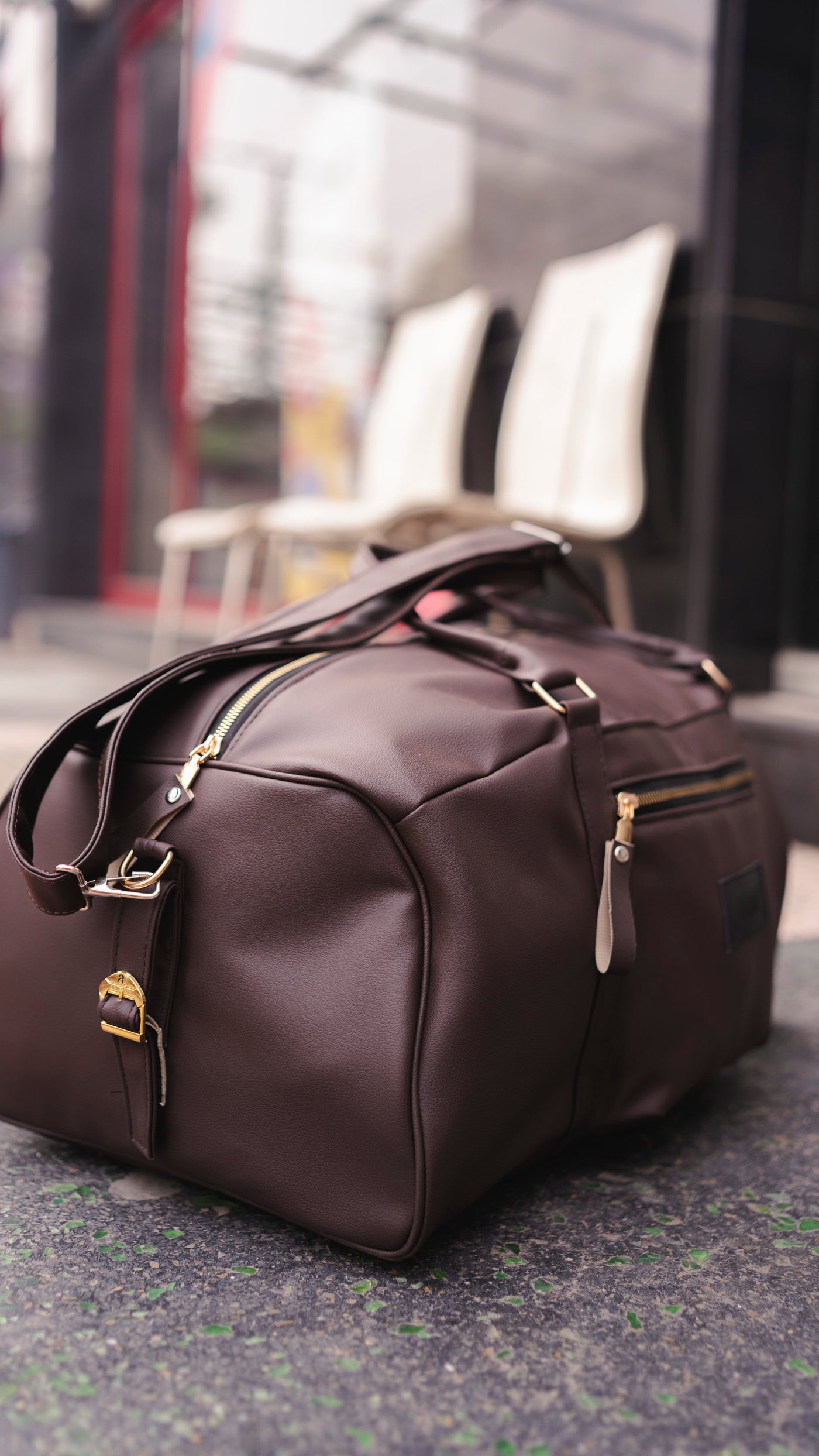 Weekender Dark Textured Brown Leather 40L Duffle Bag