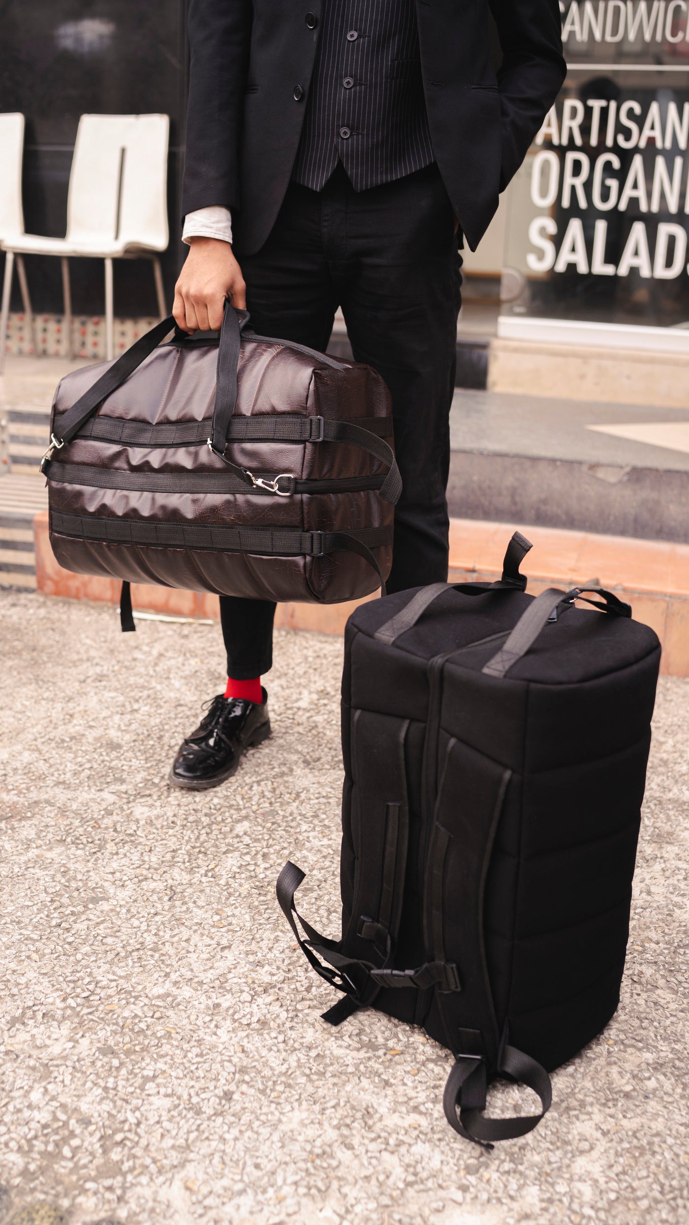 2 in 1 Sandwich Style Duffle Rucksack Black