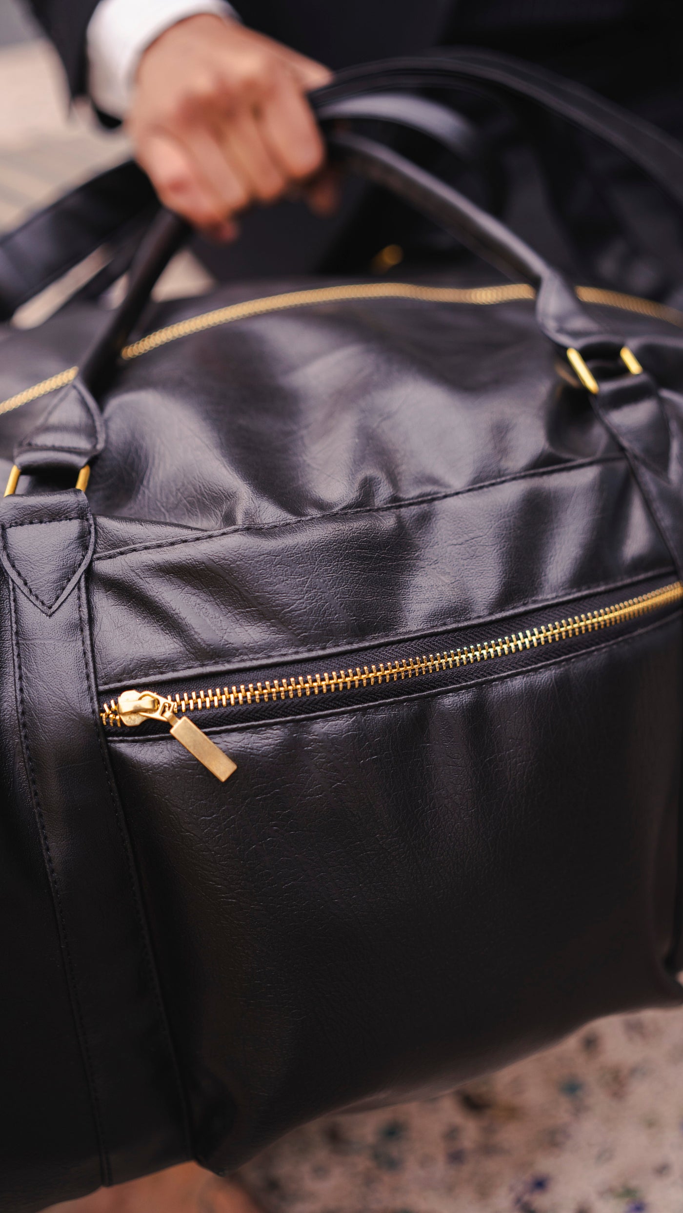 Black Weekender Leather 40L Duffle Bag