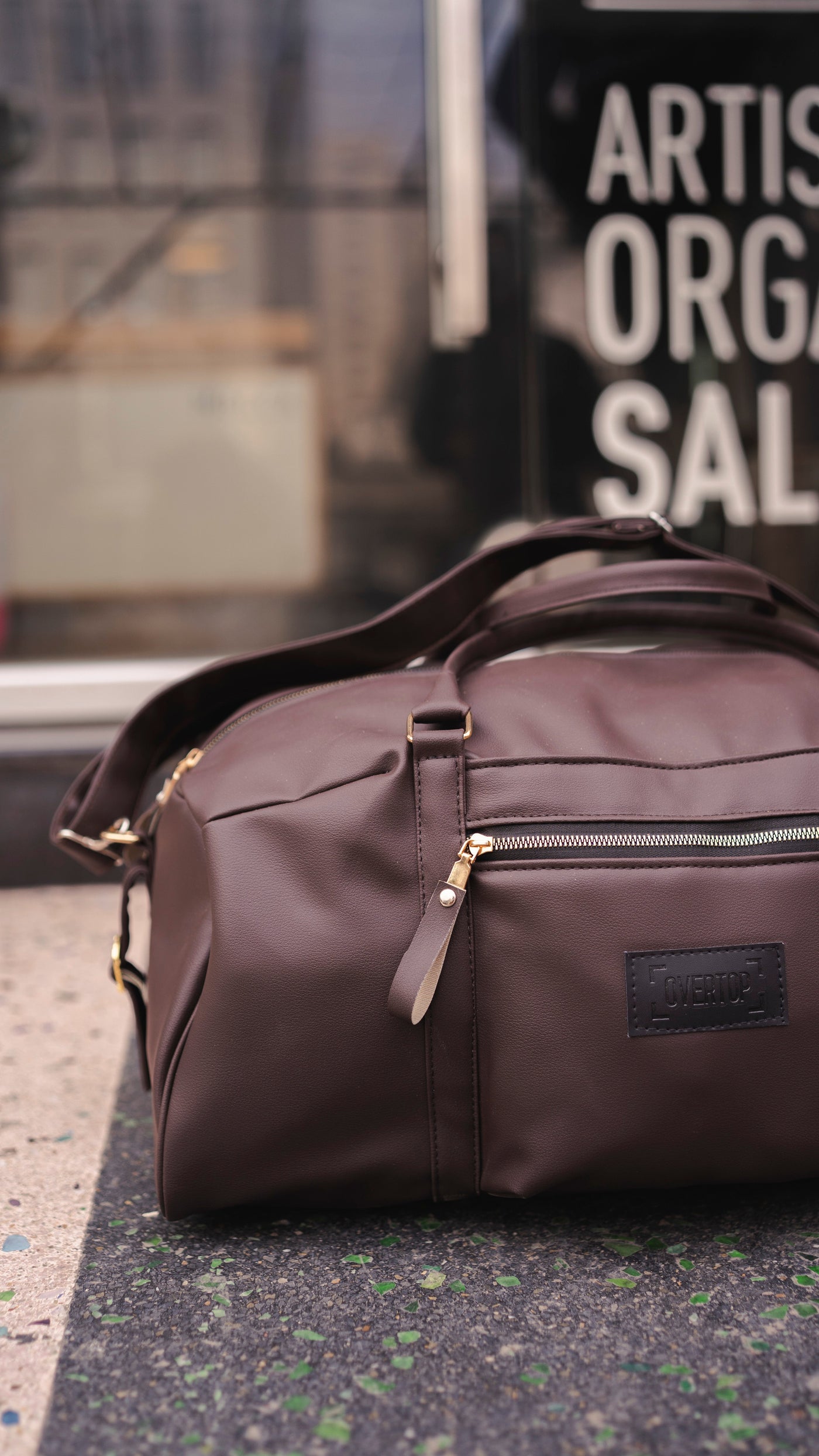 Weekender Dark Textured Brown Leather 40L Duffle Bag