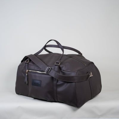 Weekender Dark Textured Brown Leather 40L Duffle Bag //