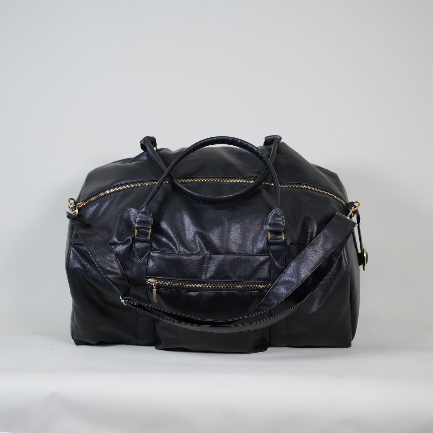 Black Weekender Leather 40L Duffle Bag