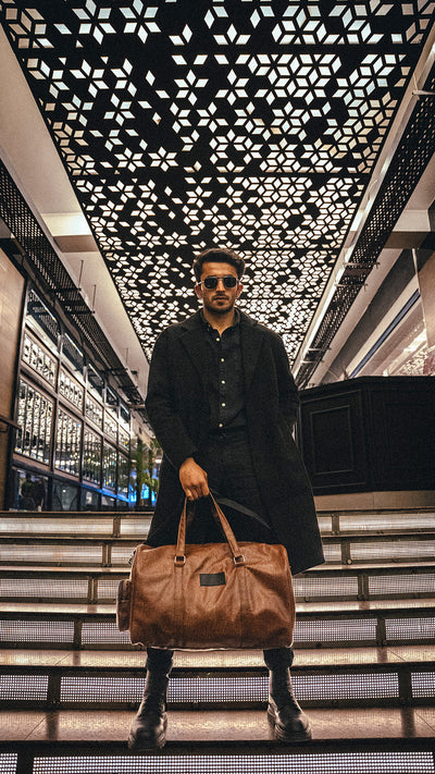 Textured Brown Leather 20L Duffle