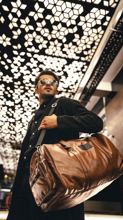 Textured Brown Leather 20L Duffle