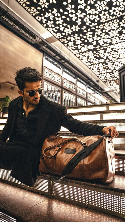 Textured Brown Leather 20L Duffle