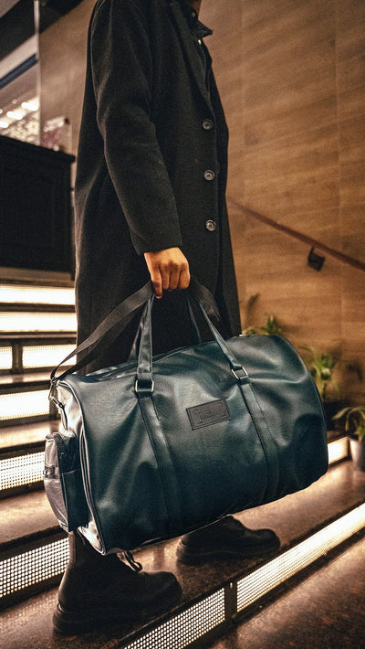 Dark Green Leather 20L Stone Washed Duffle Bag Vol.ii //