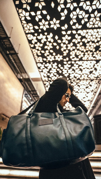 Dark Green Leather 20L Stone Washed Duffle Bag Vol.ii