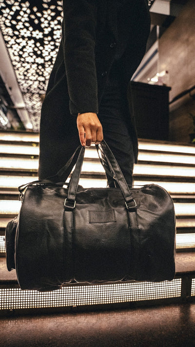 Black 20L Leather Stone Washed Duffle Bag Vol.ii