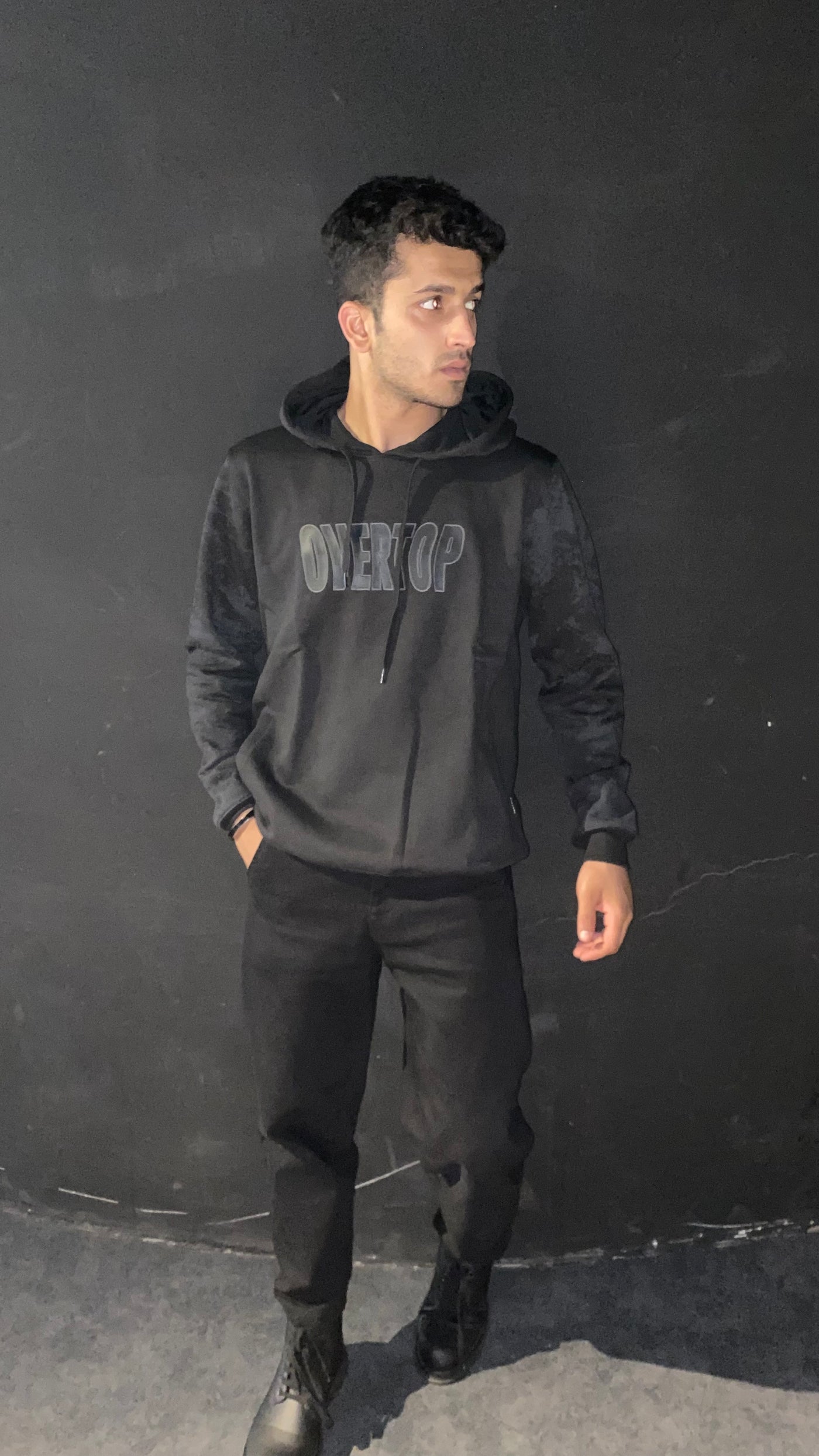 Black Overtop HD Printed Hoodie