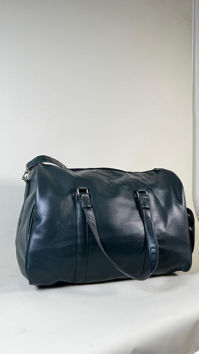 Dark Green Leather 20L Stone Washed Duffle Bag Vol.ii //