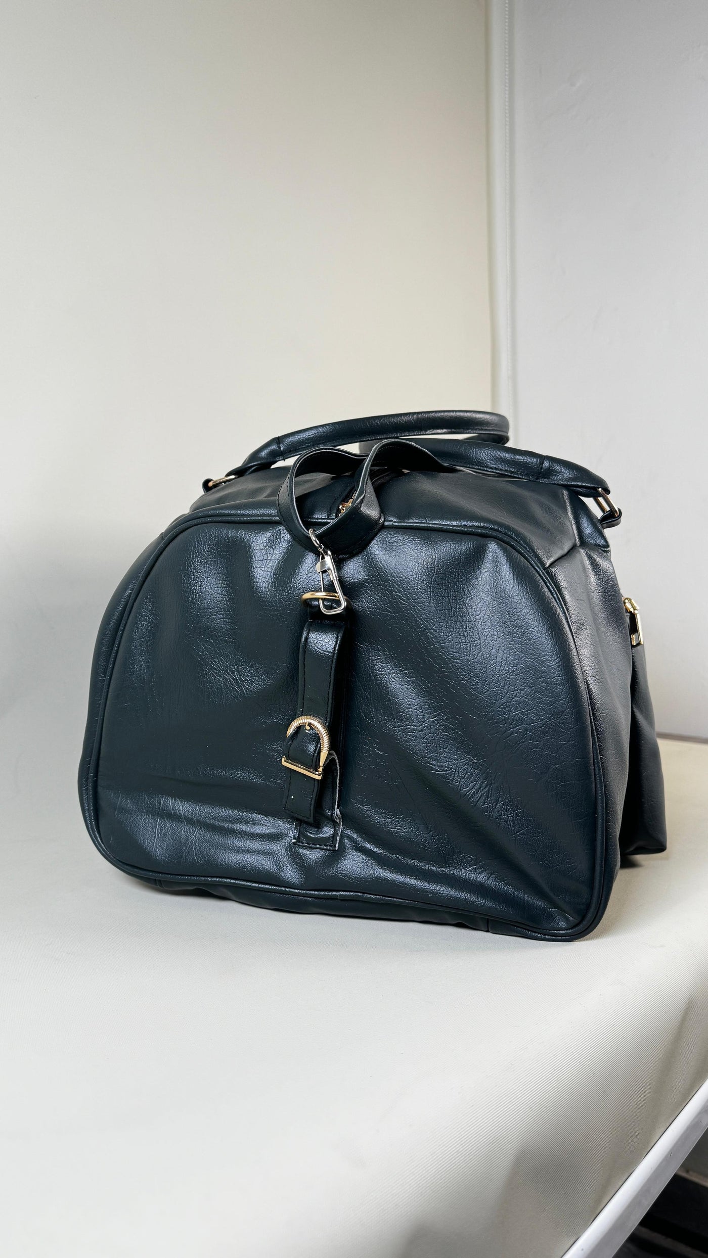 Dark Green Weekender Leather 40L Duffle Bag //