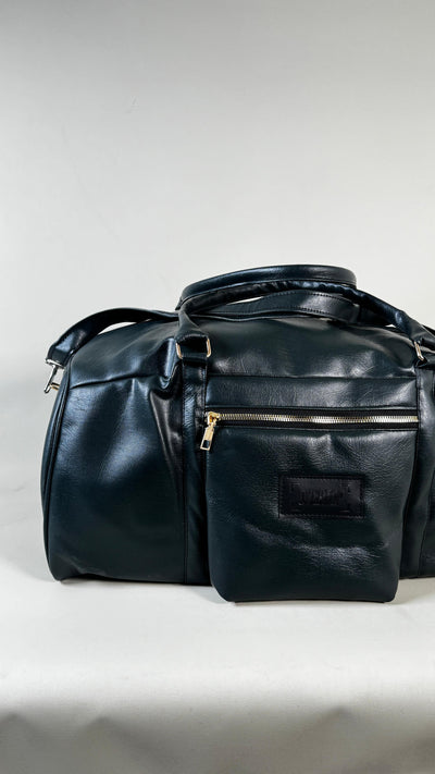 Dark Green Weekender Leather 40L Duffle Bag //