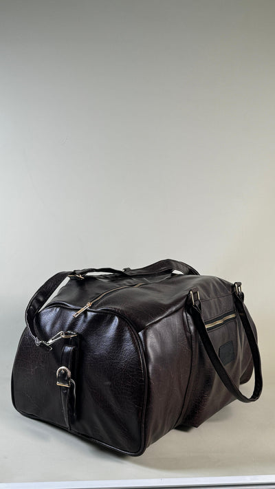 Weekender Dark Textured Brown Leather 40L Duffle Bag //