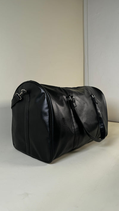 Black 20L Leather Stone Washed Duffle Bag Vol.ii //