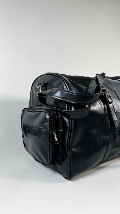 Black 20L Leather Stone Washed Duffle Bag Vol.ii //