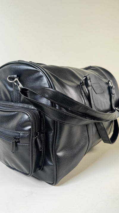 Black 20L Leather Stone Washed Duffle Bag Vol.ii //