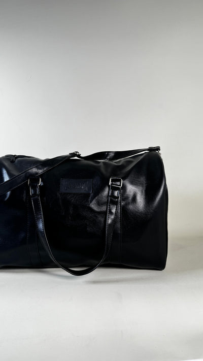 Black 20L Leather Stone Washed Duffle Bag Vol.ii //