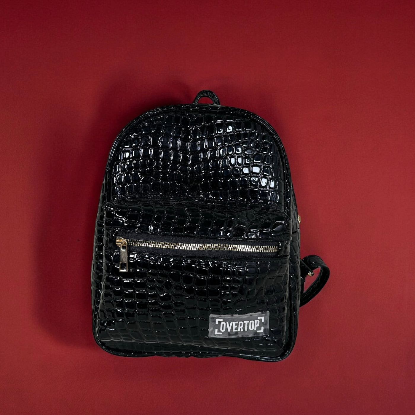 Black Chic Snake Skin Leather Compact Backpack //