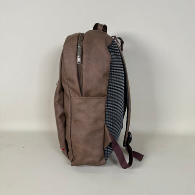 Grey Brown Sleek Leather Backpack //