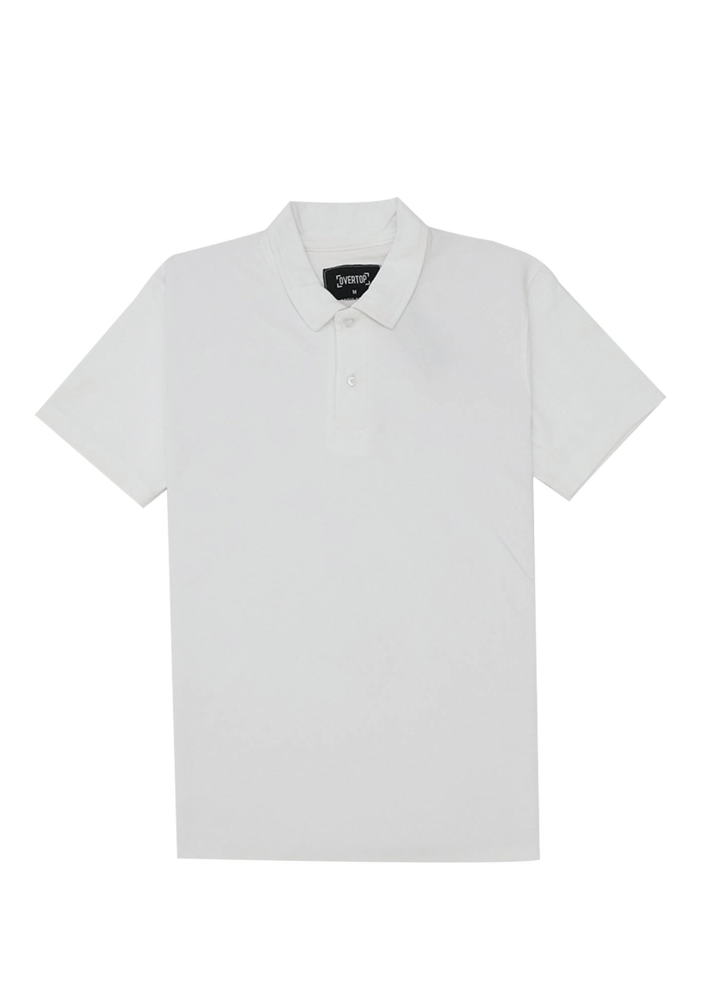 front of white polo shirt with collar