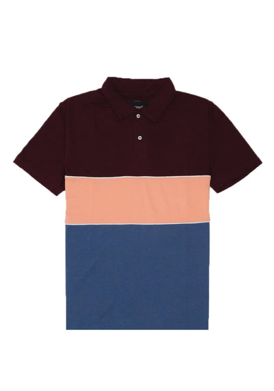 Men's Color Block Polo Shirt (Burgundy, Pink, Blue)