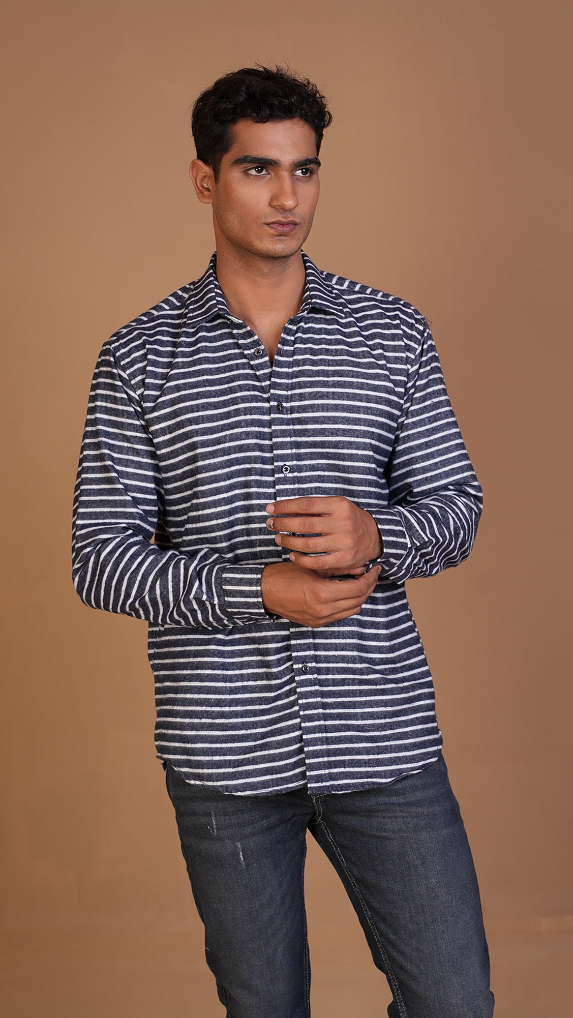 FLANNEL BLUE STRIPED SHIRT