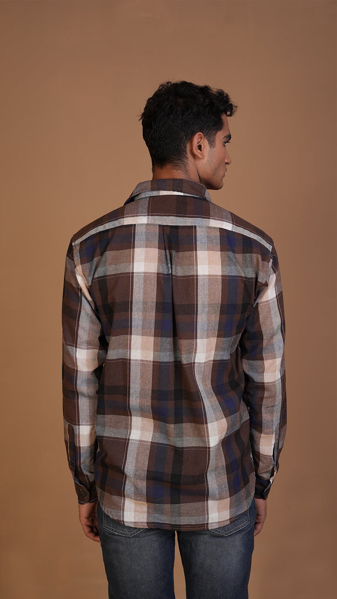 BROWN NAVY CHECKERED SHIRT