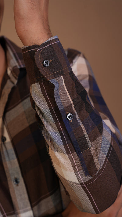 BROWN NAVY CHECKERED SHIRT