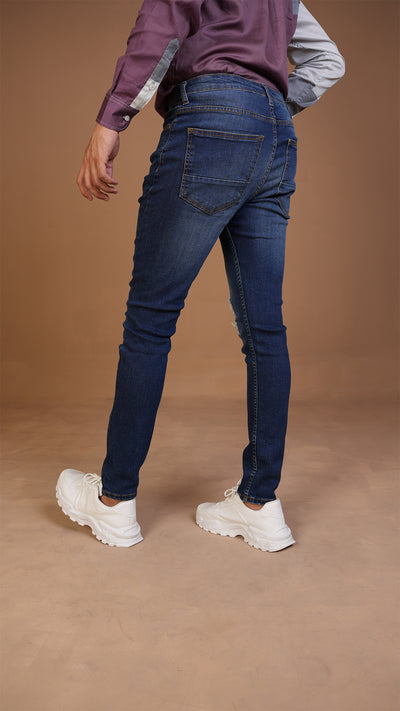 Blue Skinny Fit Ripped Jeans