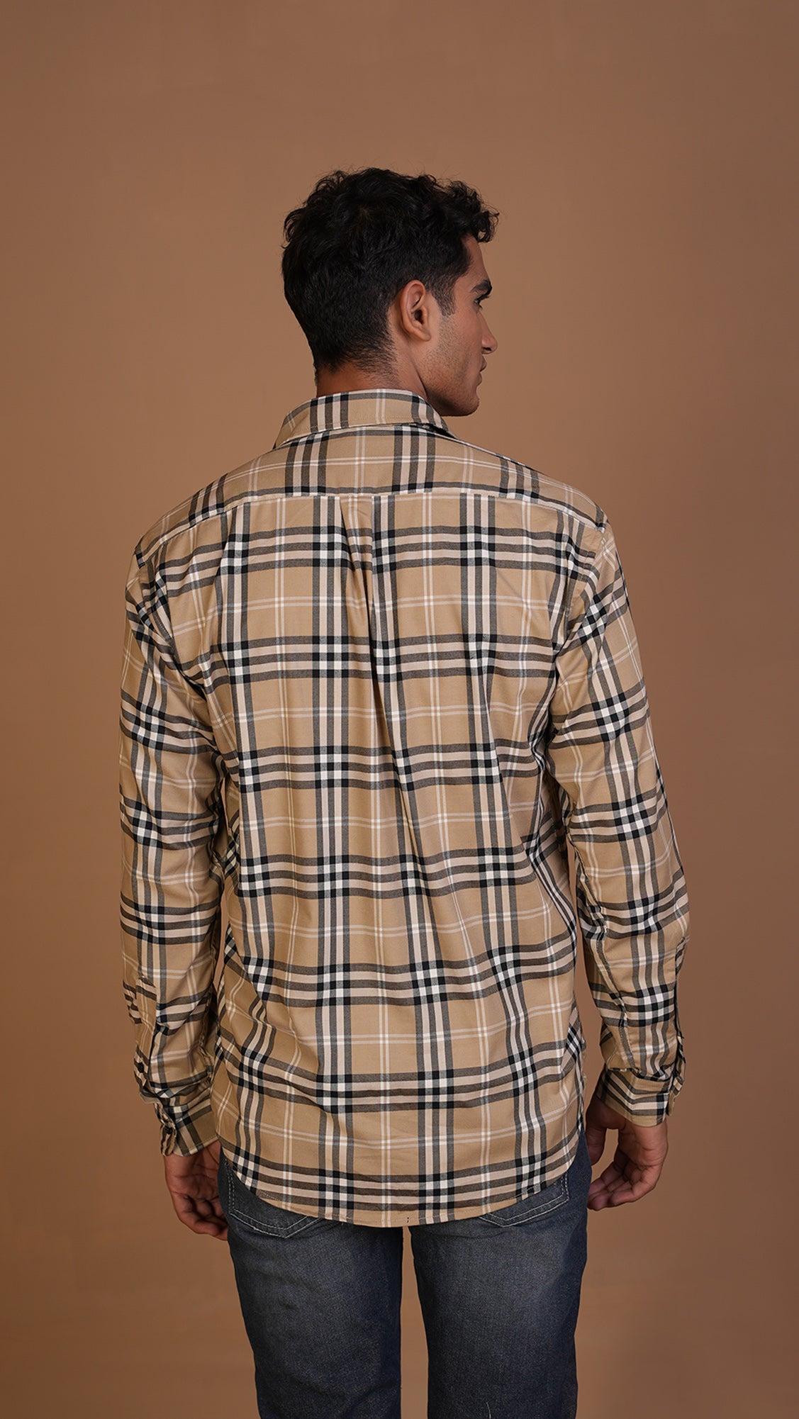 DEFINE BEIGE FLANNEL CHECKERED SHIRT