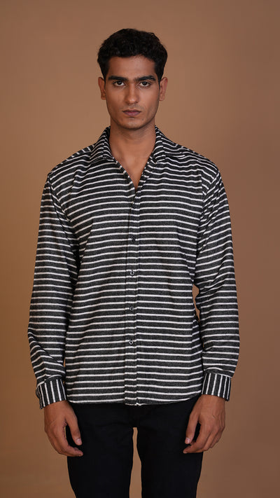 FLANNEL BLACK STRIPED  SHIRT