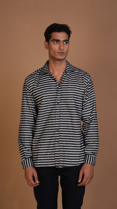 FLANNEL BLACK STRIPED  SHIRT