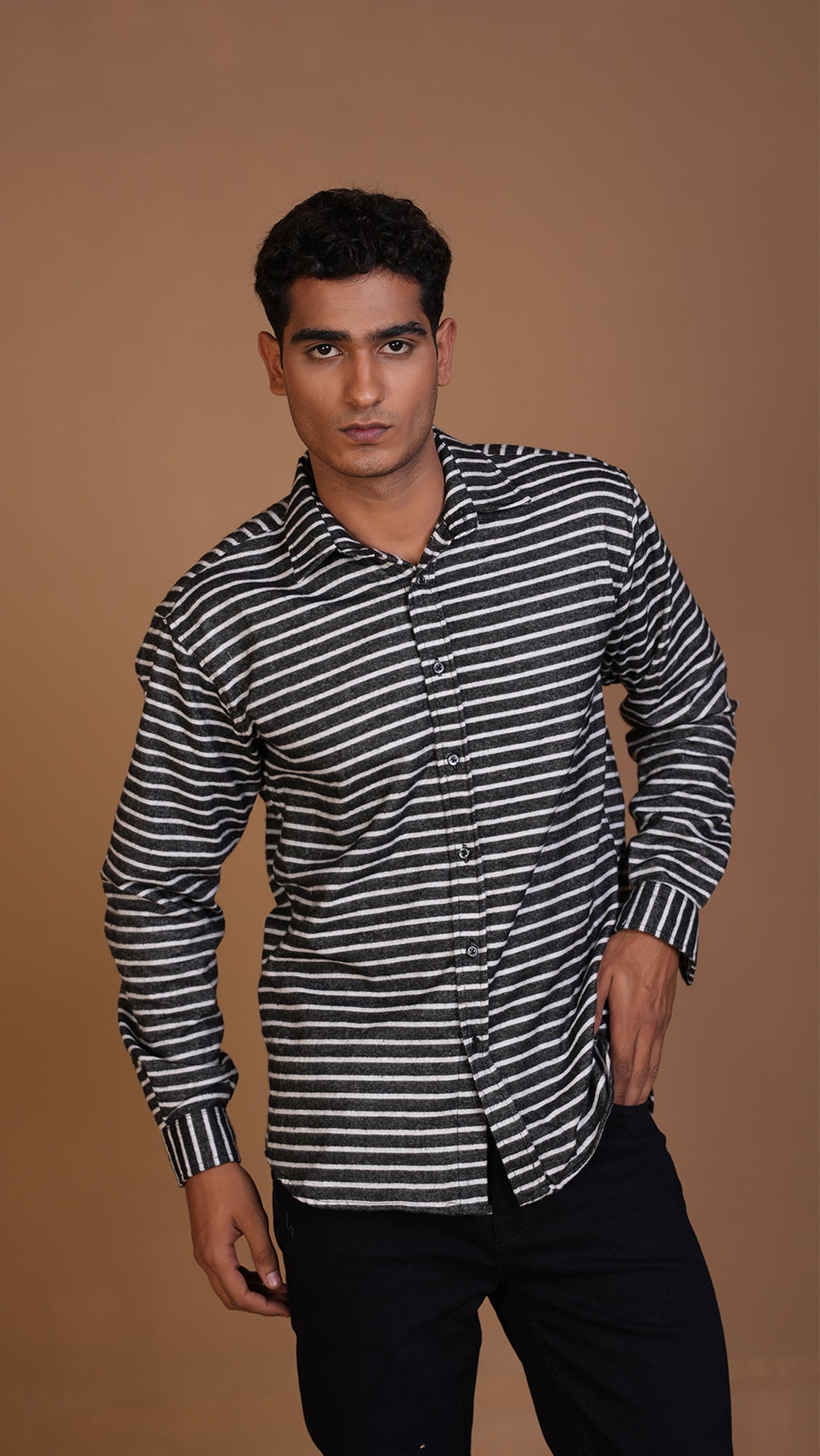 FLANNEL BLACK STRIPED  SHIRT