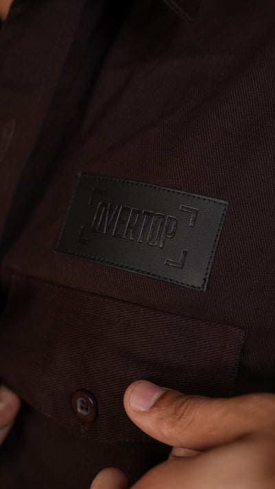 DARK BROWN BUTTON DOWN OVERSHIRT