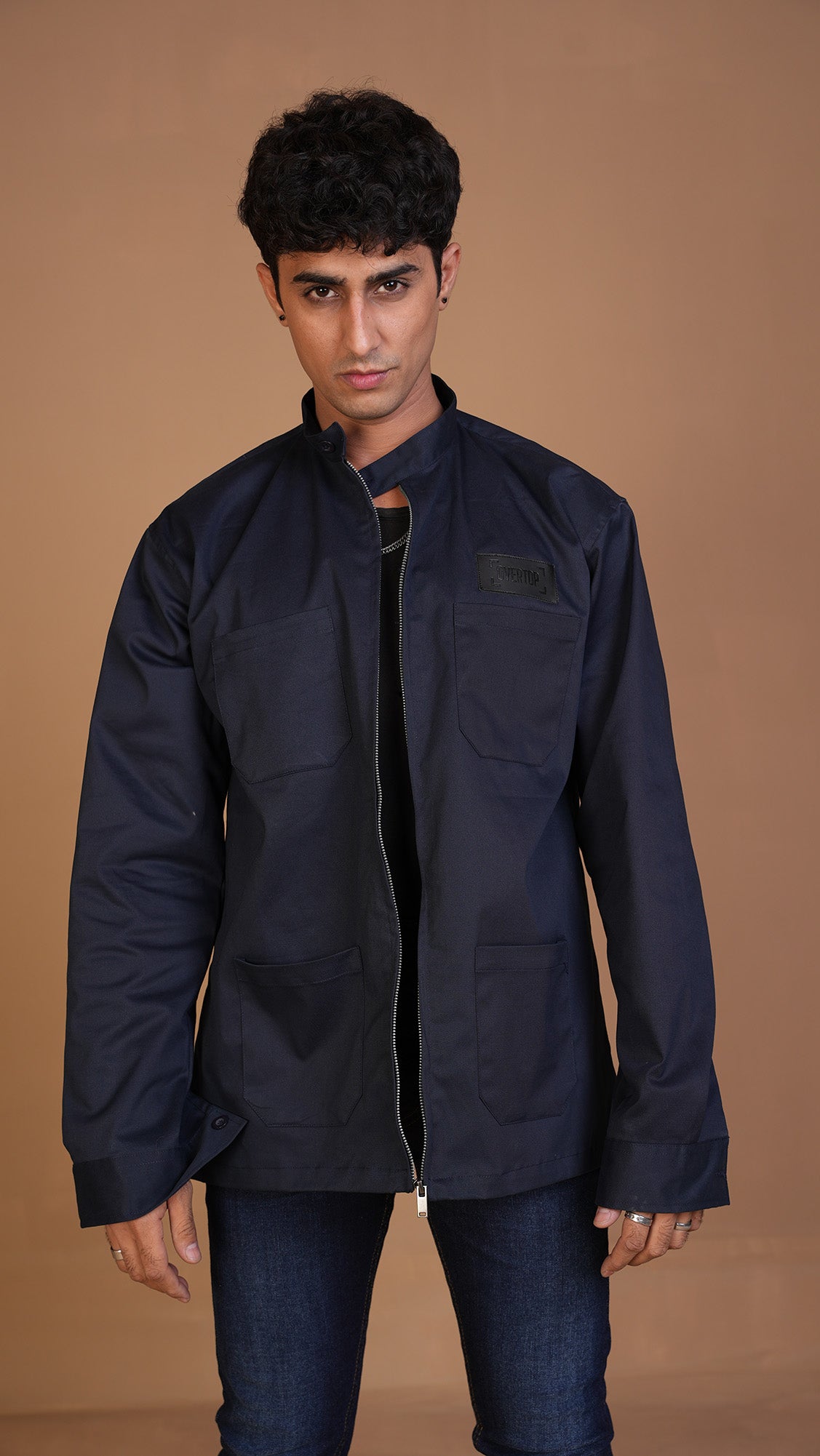 NAVY BLUE ZIPPER OVERSHIRT