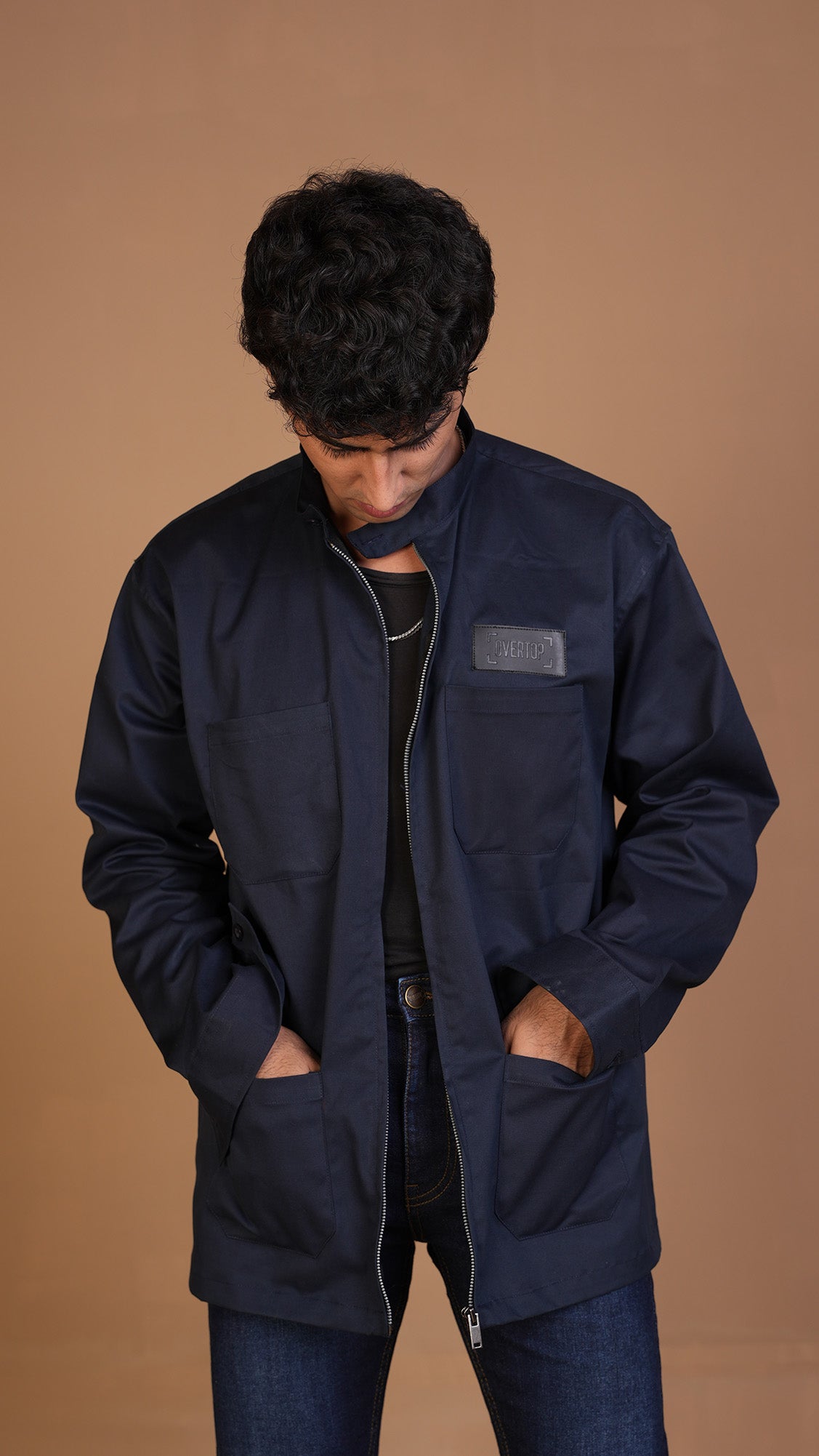 NAVY BLUE ZIPPER OVERSHIRT