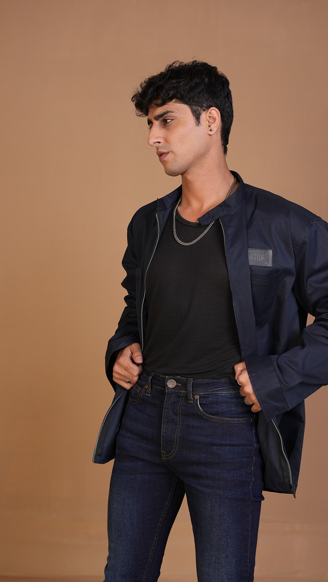 NAVY BLUE ZIPPER OVERSHIRT