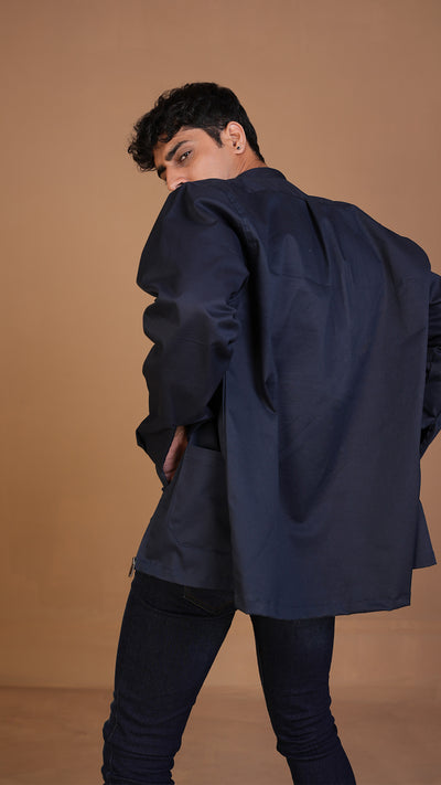 NAVY BLUE ZIPPER OVERSHIRT