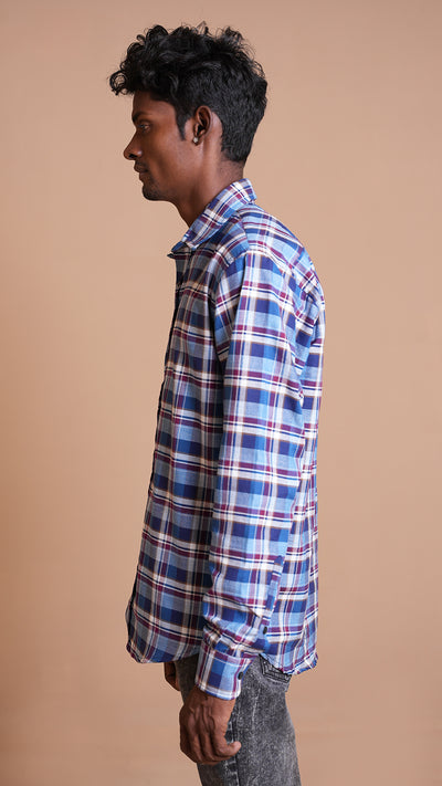 DARK BLUE CHECKERED SHIRT