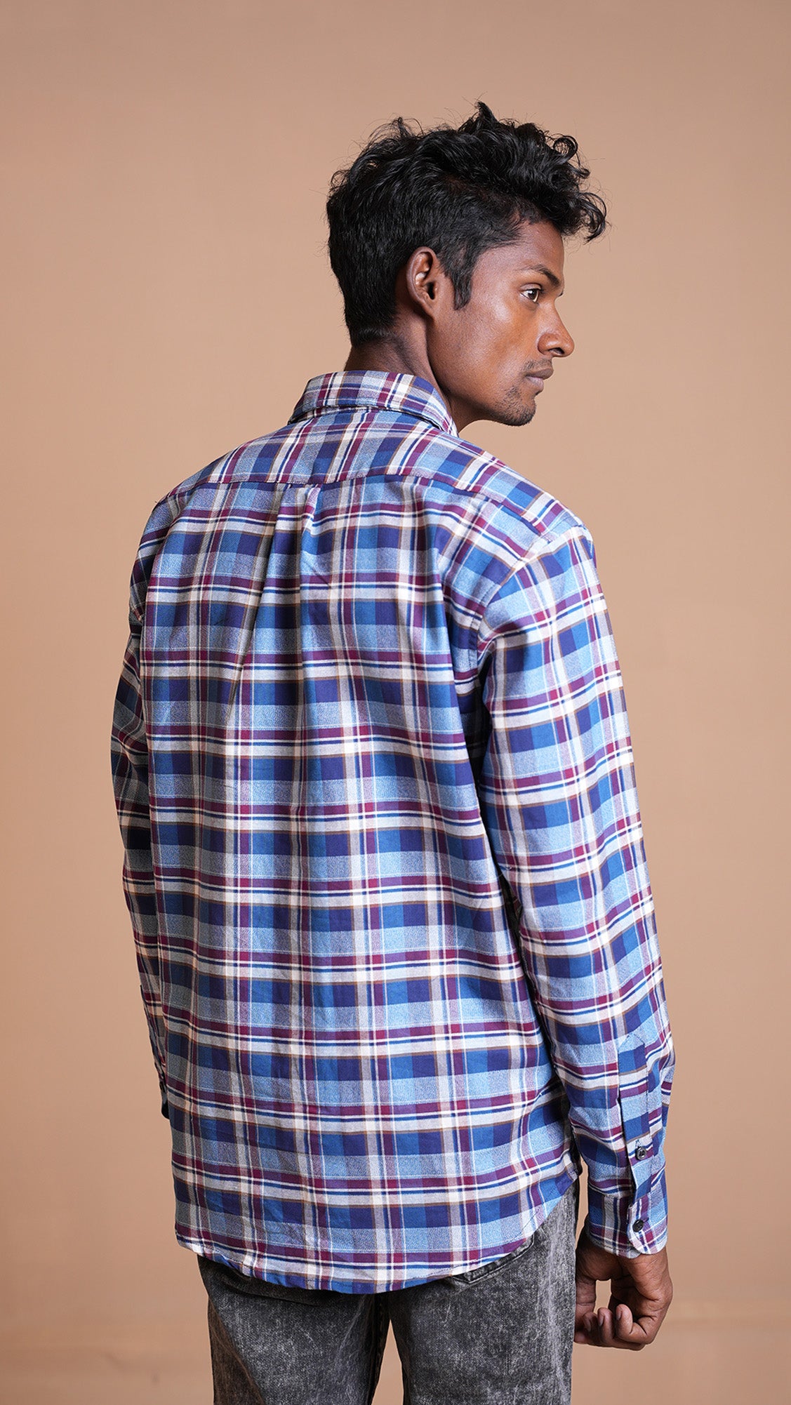 DARK BLUE CHECKERED SHIRT