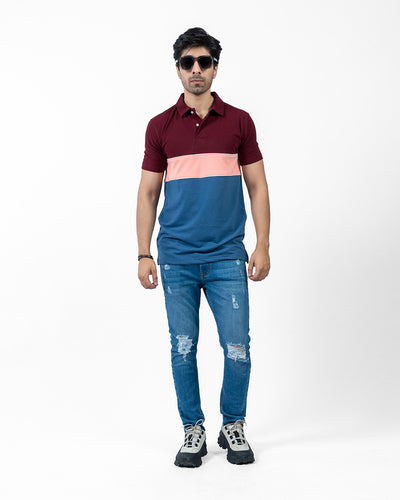 mens color block polo shirt from overtop