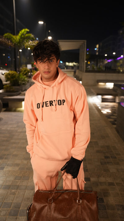 PEACH OVERTOP PRINTED HOODIE -M