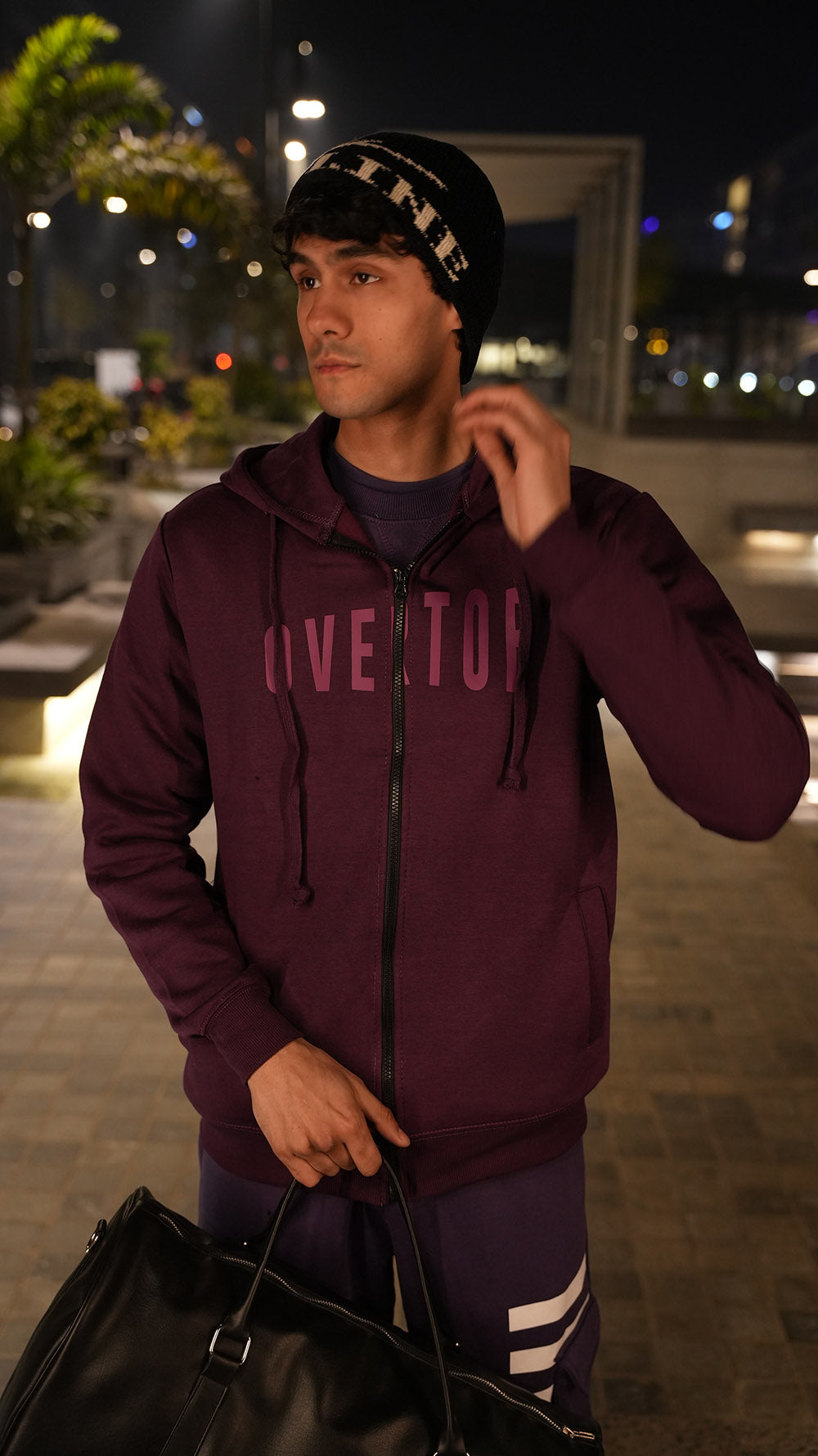 PURPLE OVERTOP PRINTED HOODIE -M