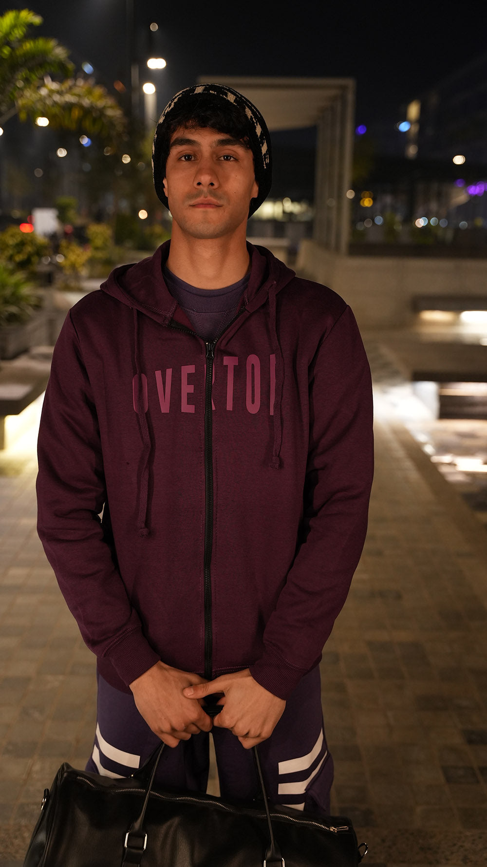 PURPLE OVERTOP PRINTED HOODIE -M