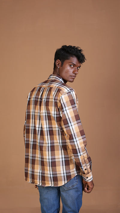 DEFINE BROWN CHECKERED SHIRT