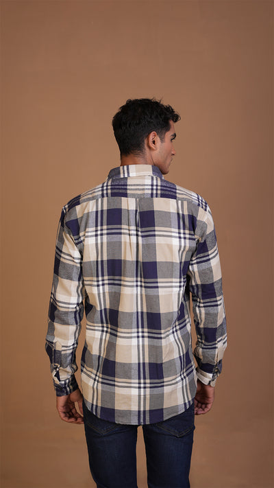 OFF WHITE NAVY CHECKERED SHIRT