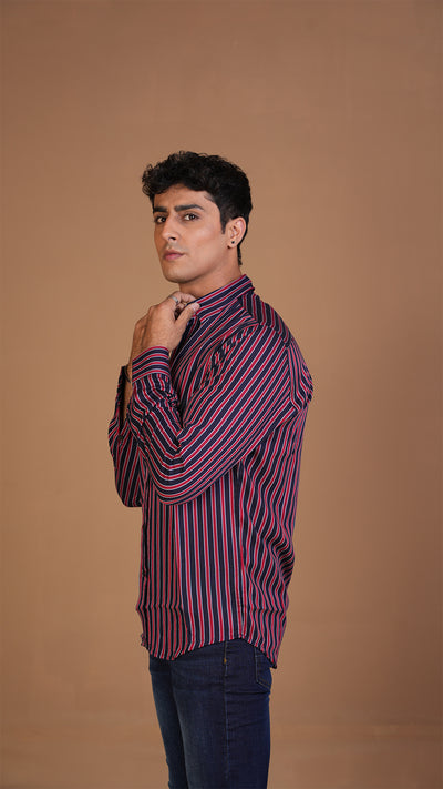 MAROON NAVY STRIPED SHIRT