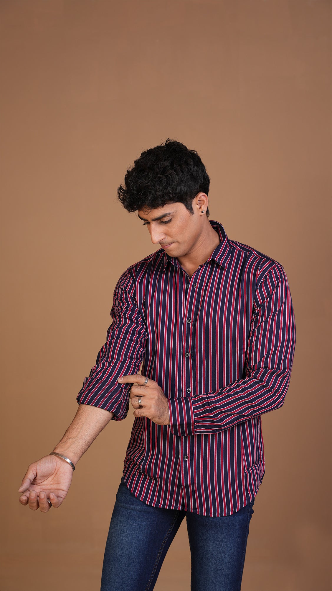 MAROON NAVY STRIPED SHIRT