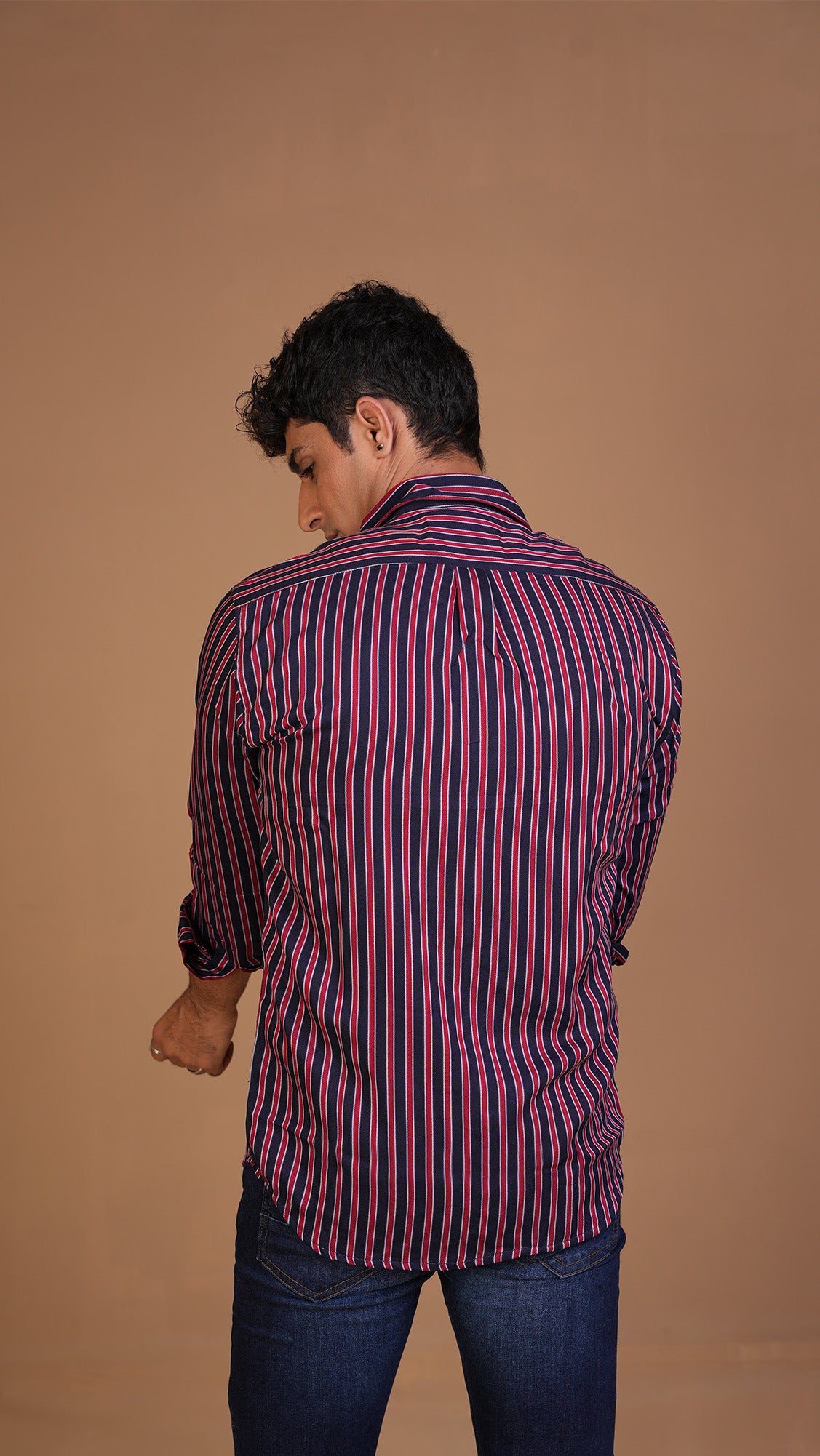 MAROON NAVY STRIPED SHIRT